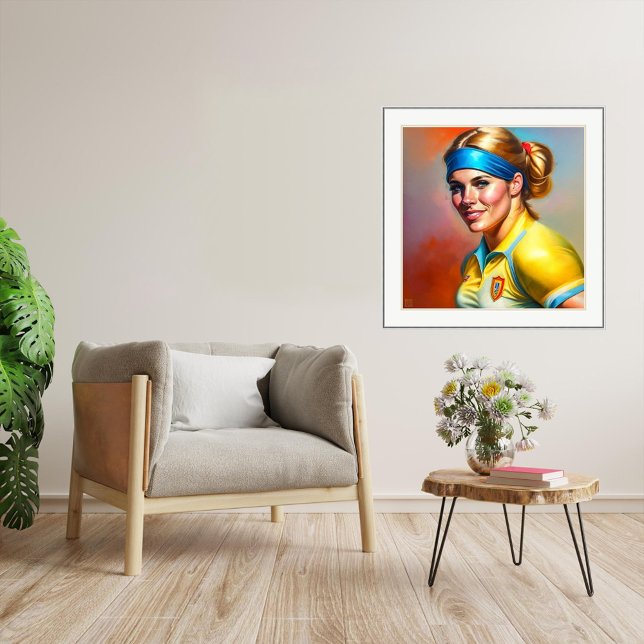 Woman Rugby Player - Utskrift på arbetsytekonst Canvastryck (Woman Rugby Player Painting Print.
Artist: Roger Smith)