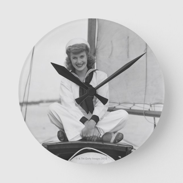 Woman Sailor Rund Klocka (Framsida)