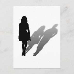 Woman Saksing Man Silhouette Vykort