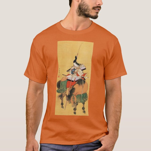 WOMAN SAMURAI TOMOE GOZEN HORSEBACK Japansk konst T Shirt (Framsida)
