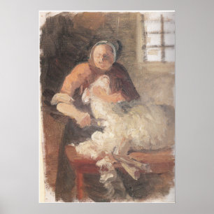 Woman Searing Sheep Ancher Poster