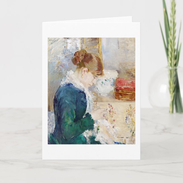 Woman Sewing, Berthe Morisot Kort (Framsida)