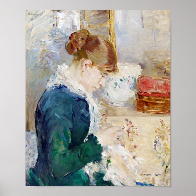 Woman Sewing, Berthe Morisot Poster (Framsidan)