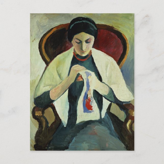 Woman Sewing Vykort (Framsida)