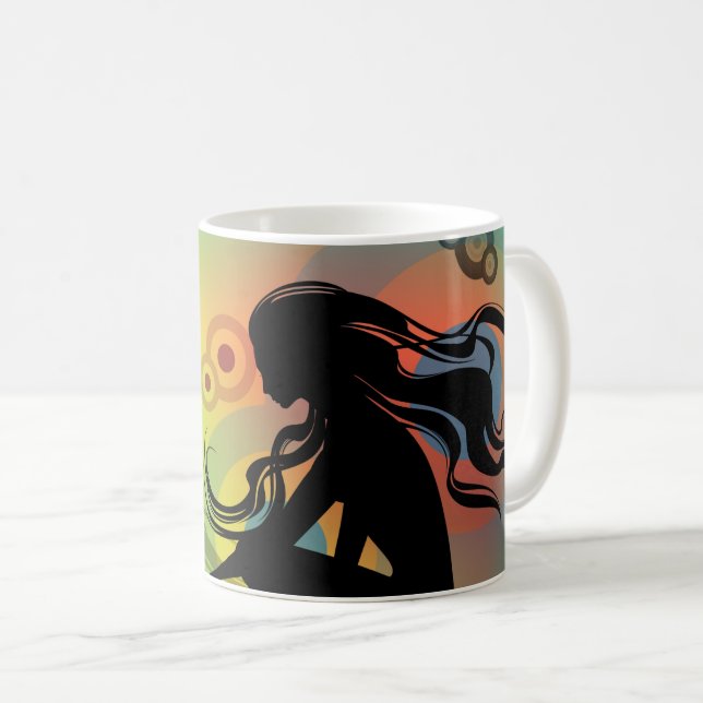 Woman Silhouette Music och Rrytm Kaffemugg (Framsida höger)