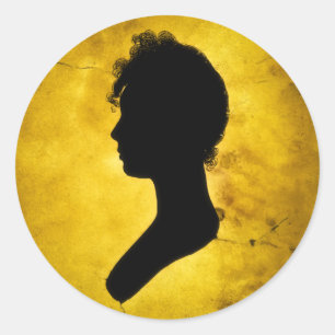 "Woman Silhouette på Guld"-klistermärken Runt Klistermärke