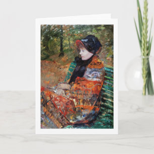 Woman Sitta på Bench, Mary Cassatt Kort