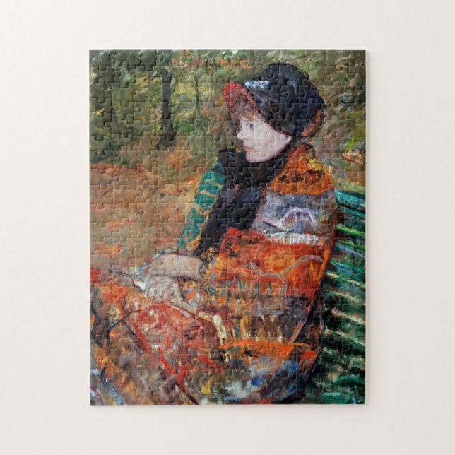 Woman Sitta på Bench, Mary Cassatt Pussel (Vertikal)