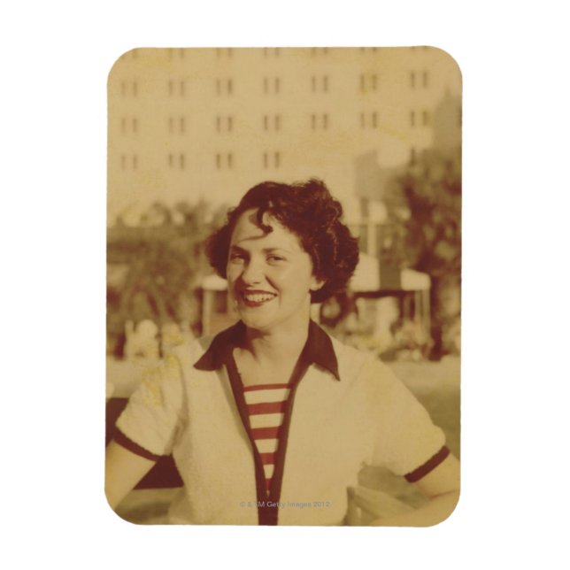 Woman Sitta utanför Magnet (Vertikal)
