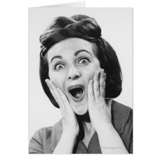 Woman Skapar Ansikte Hälsningskort (Framsidan)