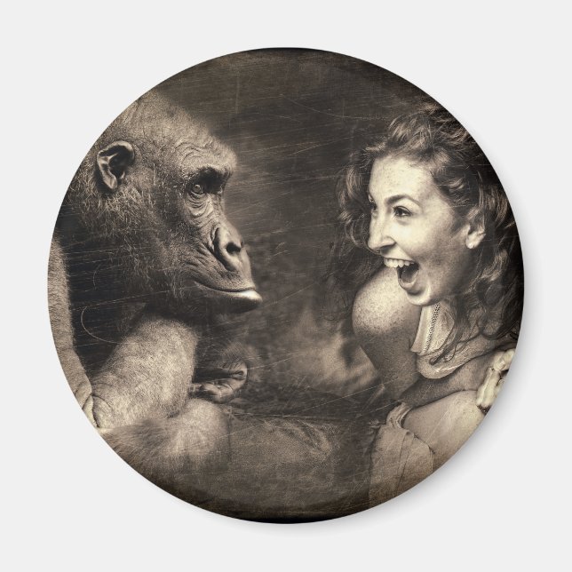 Woman Skapar Gorilla Laugh Magnet (Framsidan)