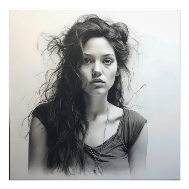 Woman Sketch Fototryck (Framsidan)