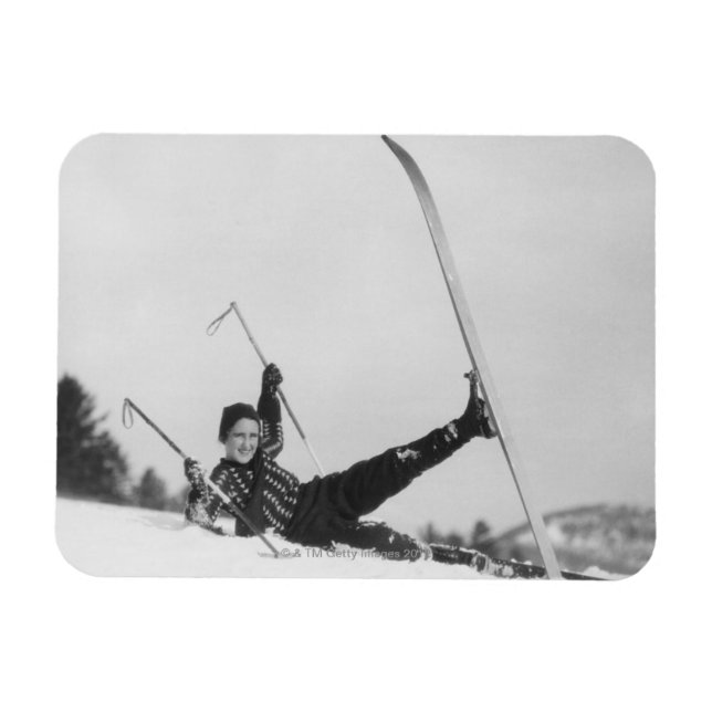 Woman Skier 2 Magnet (Horisontell)