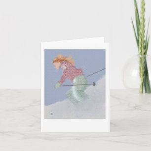 Woman Skier Art Kort