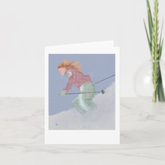 Woman Skier Art Kort