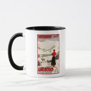Woman Skier bortser från Adelboden Poster Mugg