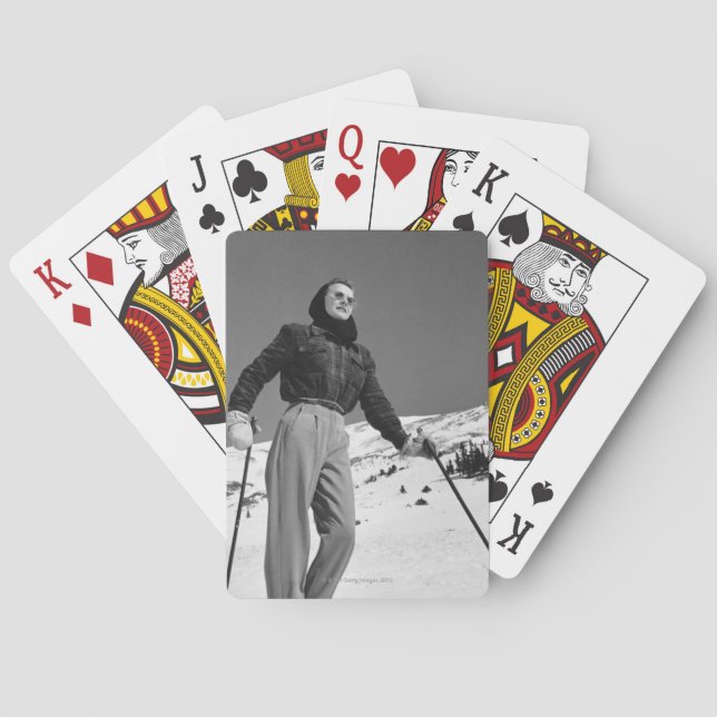 Woman Skier Spel Kort (Baksidan)