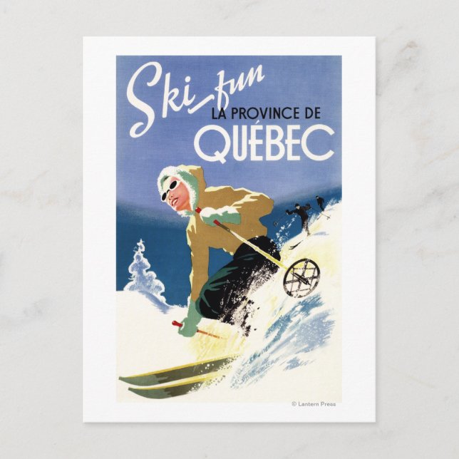 Woman Skiing - både engelska och Fransk Poster Vykort (Framsida)