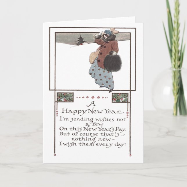 Woman Snö Holly Helgkort (Framsida)