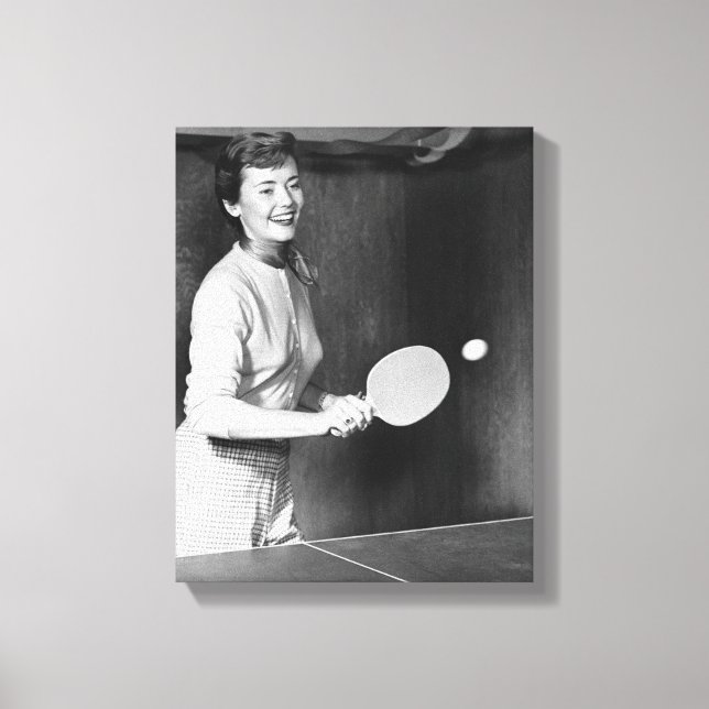 Woman Spela Bord Tennis Canvastryck (Framsida)