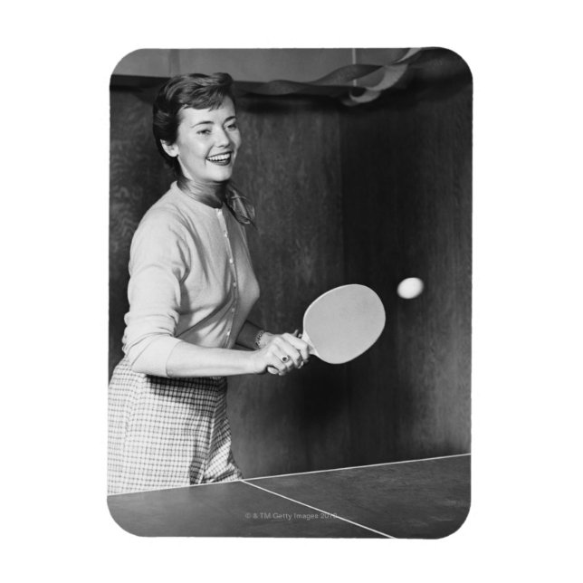Woman Spela Bord Tennis Magnet (Vertikal)