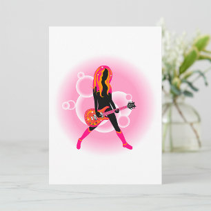 Woman Spelar Guitar Inbjudningar