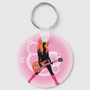 Woman Spelar Guitar Nyckelring