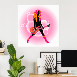 Woman Spelar Guitar Poster