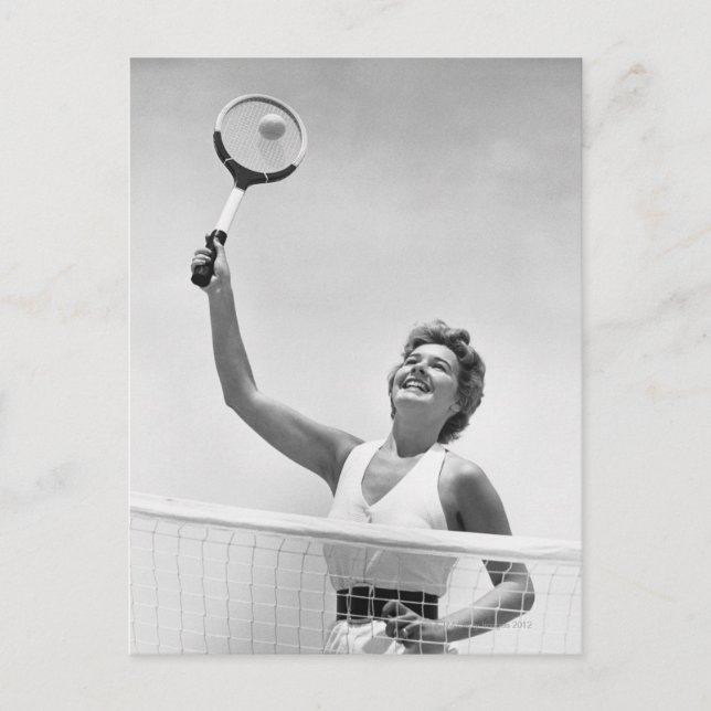 Woman Spelar Tennis 2 Vykort (Framsida)