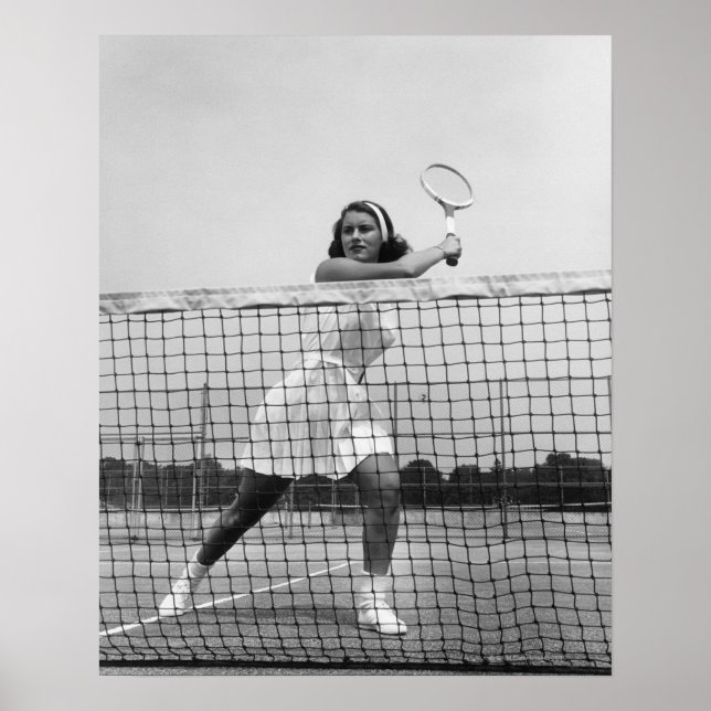Woman Spelning Tennis Poster (Framsidan)
