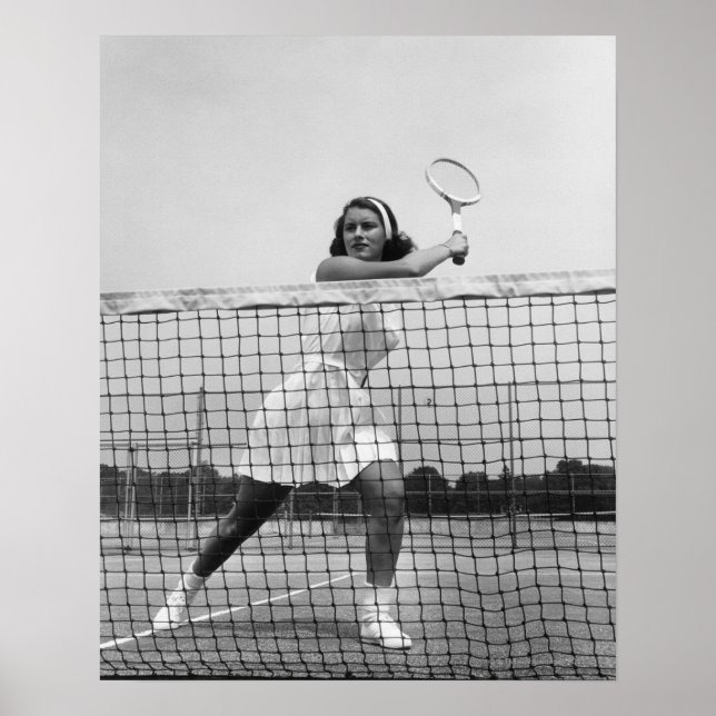Woman Spelning Tennis Poster (Framsidan)
