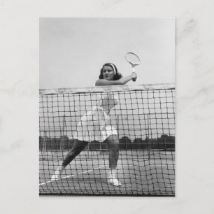 Woman Spelning Tennis Vykort