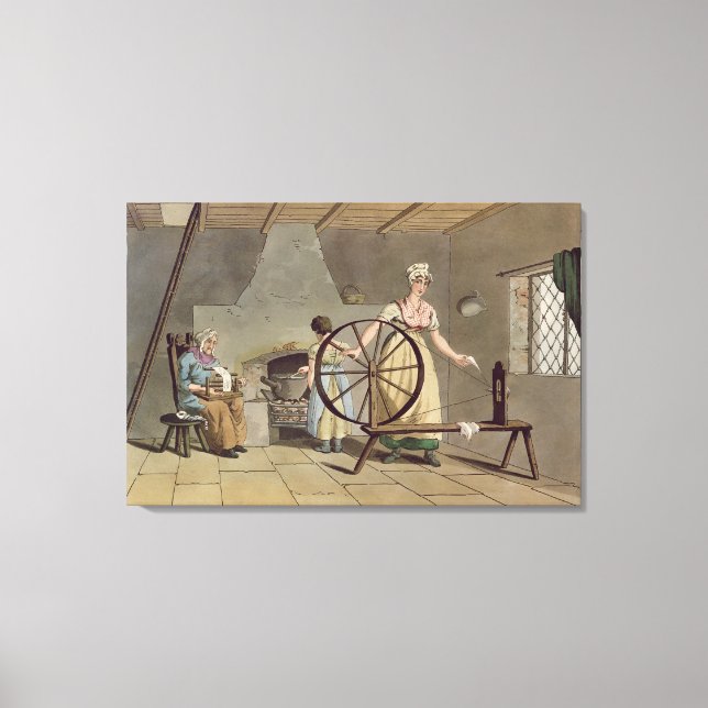Woman Spinning, från "Yorkshire Costume" Canvastryck (Framsida)