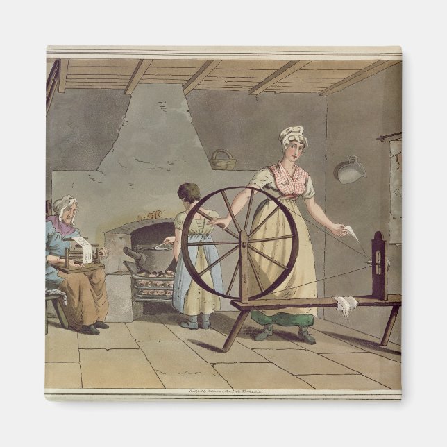 Woman Spinning, från "Yorkshire Costume" Magnet (Framsidan)