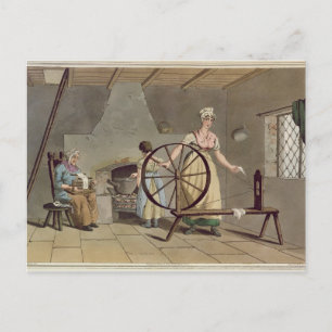 Woman Spinning, från "Yorkshire Costume" Vykort