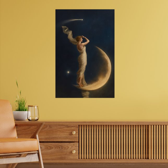 Woman Standing On A Crescent Moon Poster (Vardagsrum 2)
