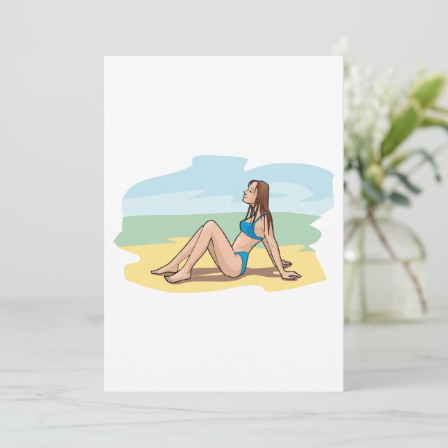 Woman Sunbad Inbjudningar (Stående Fram)