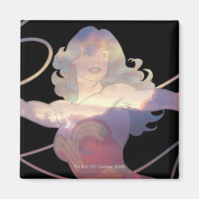 Woman Sunset Himlar Silhouette Magnet (Framsidan)