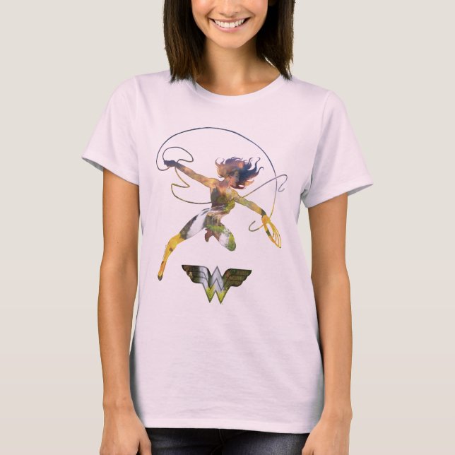  Woman Sunset Waterfall Silhouette Tee Shirt (Framsida)