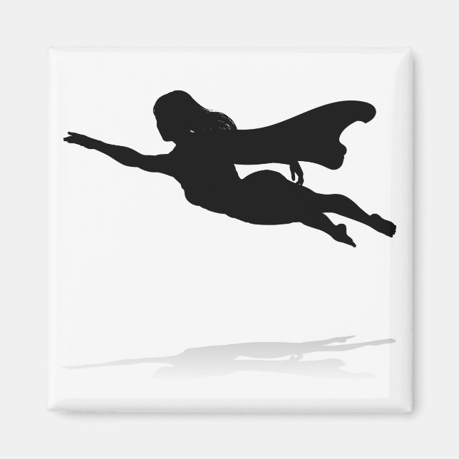 Woman Superhjälte Silhouette Magnet (Framsidan)