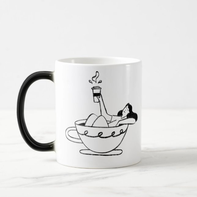 woman swimming in coffee cup magisk mugg (Vänster)