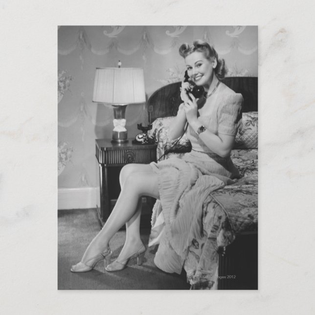 Woman Talking på Mobil Vykort (Framsida)