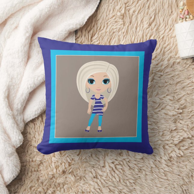 Woman tecknad Dekorativ kudde (Filt)