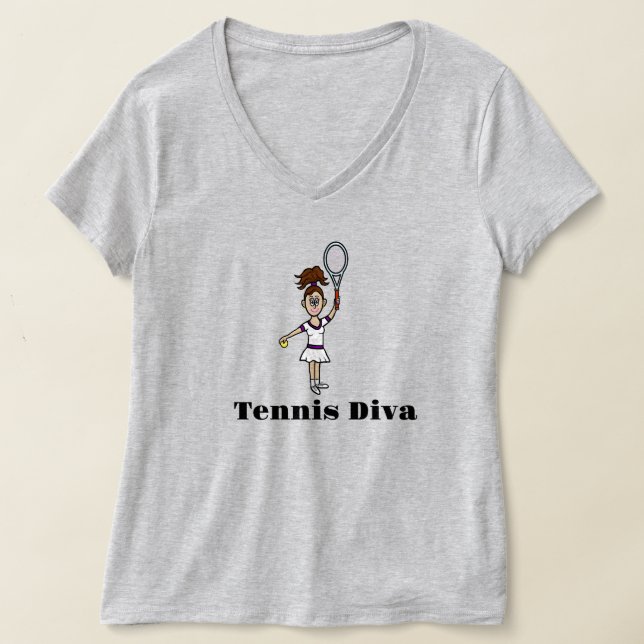 Woman Tennis Diva T-Shirt - Brunette (Laydown)