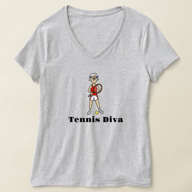 Woman Tennis Diva T-shirt - Grått Hair (Laydown)
