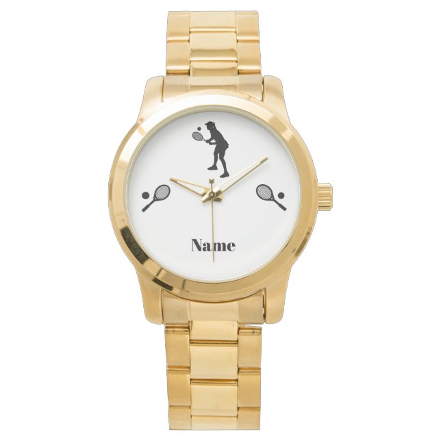 Woman Tennis Player Silhouette Watch Armbandsur (Framsida)