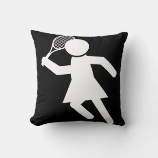 Woman Tennis Player - Tennis Symbol (på svart) Kudde