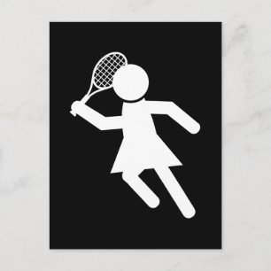 Woman Tennis Player - Tennis Symbol (på svart) Vykort