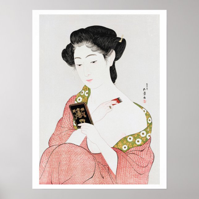 Woman till Makeup, Goyō Hashiguchi Poster (Framsidan)