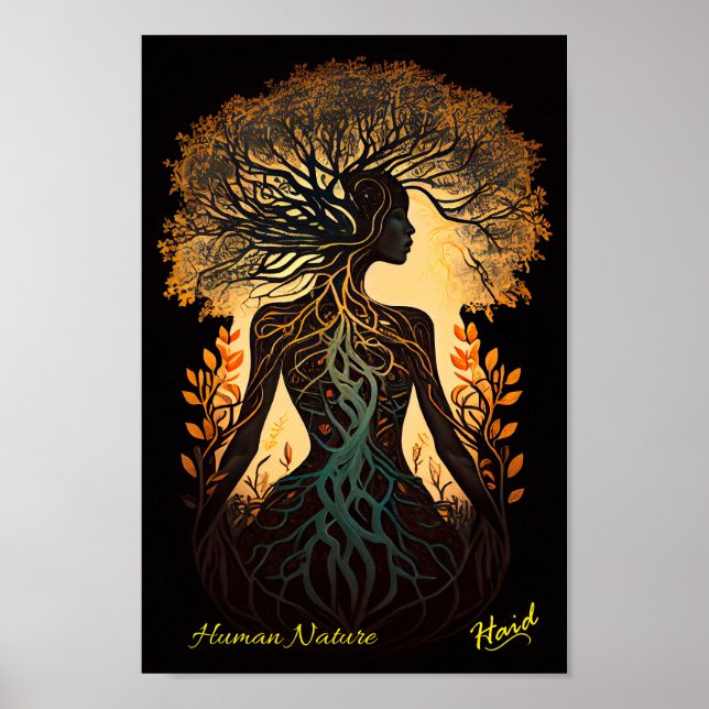 Woman Träd Nature - Gen AI Poster (Framsidan)